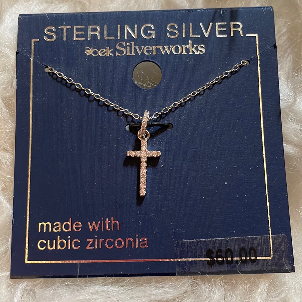 Sterling Silver Cross Necklace, 18”